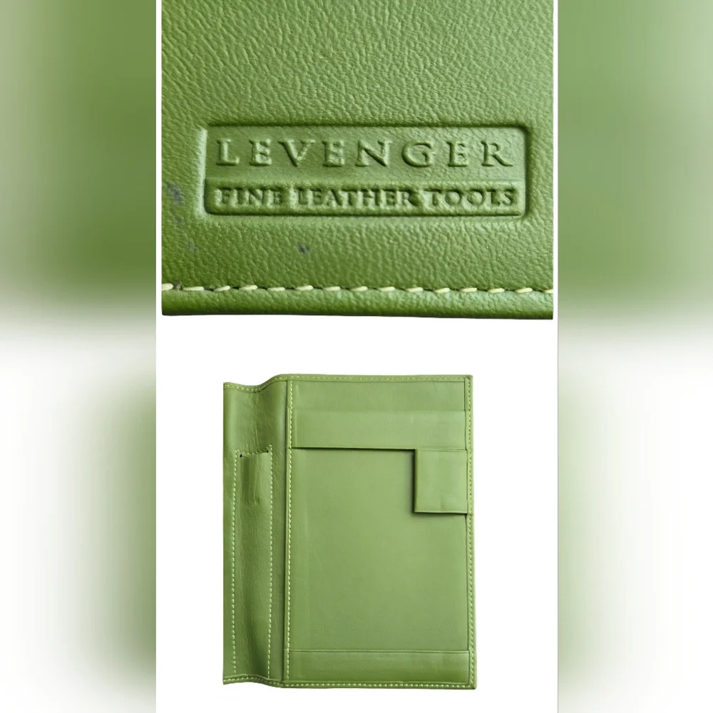 NWOT Levenger Soft Leather Folio PDA Wallet Planner Organizer Tri-Fold in Spruce
